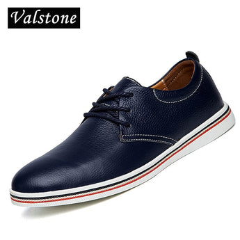 Zapatos casuales de cuero genuino de vaca de calidad Valstone zapatillas de deporte de encaje para Hombre Zapatos de barco cómodos pisos de conducción de tallas grandes diarias 47