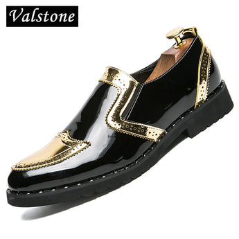 Zapatos de cuero casuales de Valstone para hombre, zapatillas de goma, zapatos de oro oxford, mocasines, mocasines, hombres, plata, talla grande, 48
