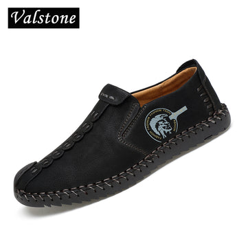 Zapatos de cuero para hombre Valstone 2019 verano zapatillas de deporte vintage otoño huarache mocasines antideslizantes buen caminar negro