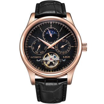 🔥LIGE Mechanical Watch Fashion Luxury Brand Leather Mens🙋🏻‍♂ Automatic