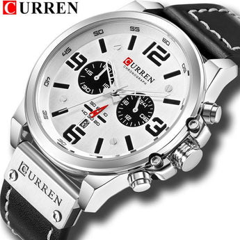 Fashionable Men's Watch Curren Brand Luxury Leather Quartz Watch Casual Sport