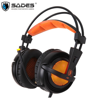 SADES A6 PASS 7.1 GAME HEADPHONES USB STEREO SOUND FOR WITH MICROPHONE LED LIGHTS FOR PC GAMER