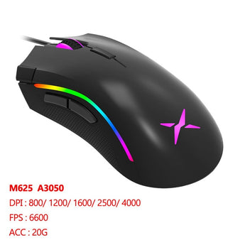 Delux M625 RGB Backlight Gaming Mouse 12000 DPI 12000 FPS 7 Programmable Buttons Optical USB Wired Mice For Computer FPS Gamer