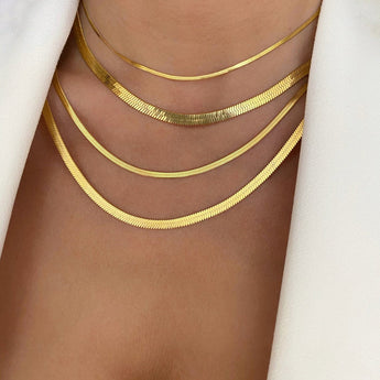 Hot Fashion Unisex Snake Chain Necklace For Women Stainless Steel Herringbone Choker Gold Color Chain Necklace For Women Jewelry