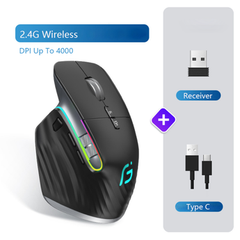 Type C 2.4G Wireless Mouse Rechargeable Bluetooth Silent Ergonomic Computer 4000 DPI For Tablet Macbook Air Laptop Gaming Office