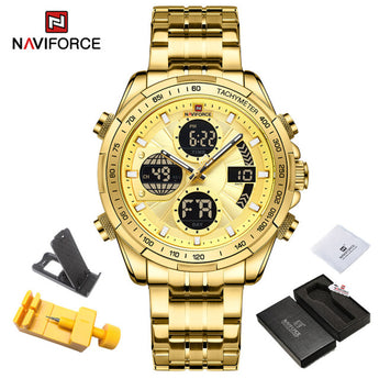 NAVIFORCE Men's Military Top Brand Luxury Chronograph Alarm Sport  Big Waterproof Quartz Digital