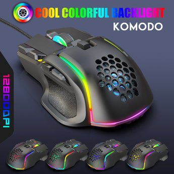 Mouse. for computer games. Ergonomic RGB 10 Buttons 12800 DPI LED Silent for PC Laptop with USB Cable