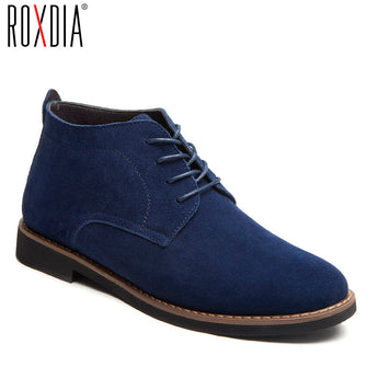 ROXDIA Genuine Leather Men's Boots All Season Work Shoes Fur Lace Up