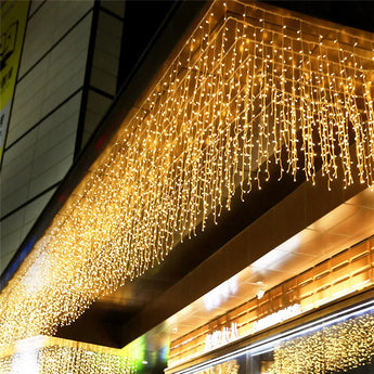 Guirnalda de luces LED de 4,8 M, cortina de carámbanos, guirnalda navideña, luz de hadas, caída de 0,4-0,6 m, iluminación decorativa para exteriores, calle, jardín de Navidad