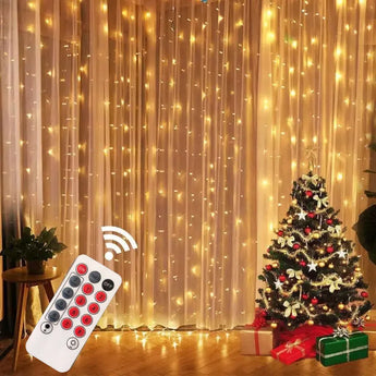 Festoon-guirnalda de luces navideñas para cortina, decoración navideña para el hogar, adornos navideños, regalos de Navidad, Año Nuevo 2023, 2024