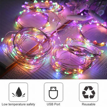 Guirnalda de luces LED RGB con USB de 3M, adorno de cortina, luz de hadas, decoración de árbol de Navidad de Ramadán, decoración estética para dormitorio y habitación 2023