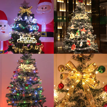 Cinta de luces LED para decoración navideña, Adornos de árbol de Navidad para el hogar, lazos DIY, cadena de luces, Navidad, Año Nuevo 2023, 2024
