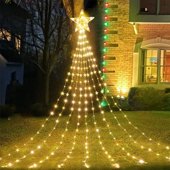Lámpara USB de estrella de cinco puntas, cadena de 2M/3M, lámpara de cascada para patio, exterior, acampada, jardín, lámpara colgante de árbol, lámpara led de Navidad USB