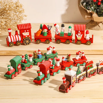 Adorno navideño de tren de madera/plástico, decoración navideña para el hogar, regalos de Navidad, Navidad, Año Nuevo 2023, 2024