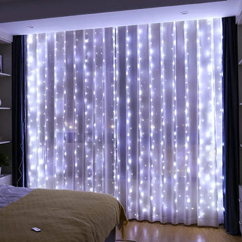 Guirnalda de cortina de 6x3M/3x3m para ventana, adorno de luces de hadas con alimentación USB, guirnalda de luces Led de Año Nuevo remota, decoración navideña