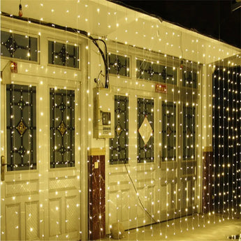 Lámpara Solar LED para exteriores, luces de cortina impermeables, guirnalda de alambre de cobre, luces de hadas, fiesta de boda, jardín, decoración navideña