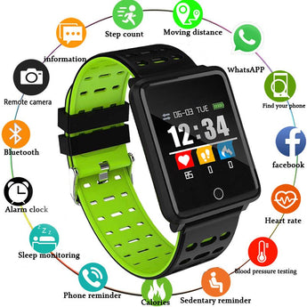 2019 nueva marca reloj inteligente hombres mujeres ondeurdringbare deportes Monitor de ritmo cardíaco funciones de presión arterial Fitness rastreador Smartwatch
