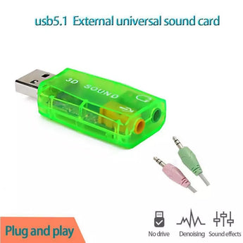 Sonido-adapter vir eksterne USB-interfaz van Audio 5,1 virtuele 3D USB en 9 jaar mikrofoon