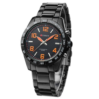 Reloj analógico de cuarzo de acero inoxidable para hombre, pulsera masculina de moda, informal, negro, 8107