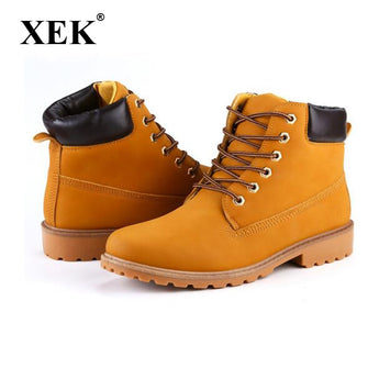 XEK Botas de cuero de gamuza sintética para hombre, zapatos para hombre para primavera, otoño e invierno, botines, zapatos de nieve para hombre, trabajo wyq29