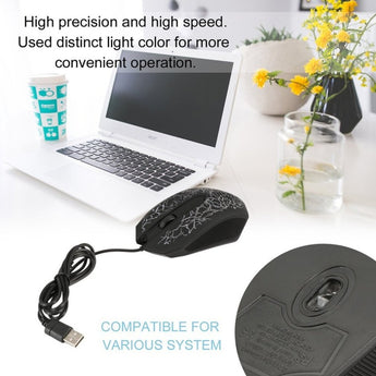 Ratón de juego con cable USB de 3200DPI, ratón óptico LED 3D de 3 botones Pro Gamer, ratón de ordenador para escritorio, PC y portátil, ratón de juego ajustable 