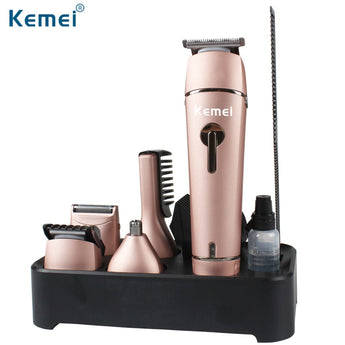 Kemei 5 en 1 Kit de aseo recargable cortadora de pelo Afeitadora eléctrica hombres herramientas de estilismo afeitado 