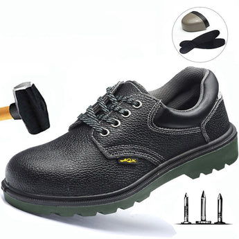Zapatos de cuero para seguro de trabajo para hombres, poliuretano, PU, ​​fondo sólido ligeros, anti-rotura, anti-piercing, resistentes al aceite y al ácido. 