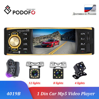 Podofo 1 Din 4 '' Auto Radio estéreo van Audio MP3 Coche reproduksie van Audio Bluetooth Auto Radio 4019B USB FM SD kamera van die visioen vir die kas