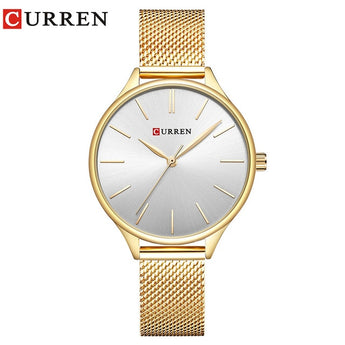Relojes de mujer CURREN reloj de pulsera de lujo reloj femenino para mujer Milanese acero señora Rosa oro cuarzo señoras reloj nuevo
