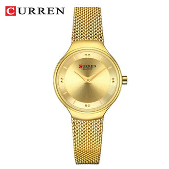 Relojes de mujer elegantes de marca CURREN de cuarzo de moda de acero inoxidable de malla reloj de pulsera Simple vir mujer 9028