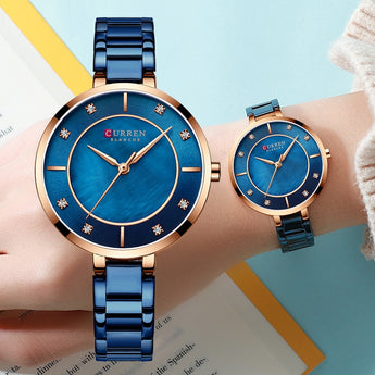 Relojes de mujer marca de lujo 2019 Curren Acero inoxidable elegantes relojes de mujer ondeurdringbare diamante reloj femenino Montre Femme 2019