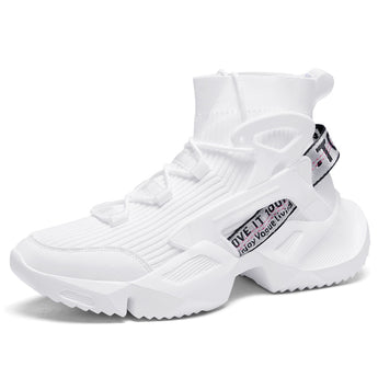 Nuwe Herfs Mans Hoë-Top Informeel Sneakers Vlieg Weef Drafskoene High Street Springmielies Sokkie Chaussures Hoë Kwaliteit Zapatillas