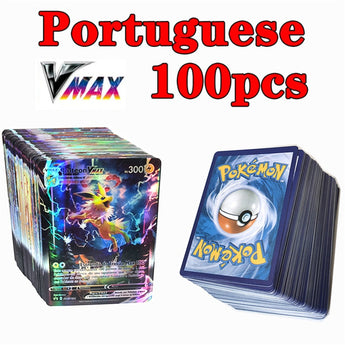 Cartas de Pokémon portuguesas, cartas brillantes Vmax Charizard Pikachu, juego de batalla, cartas brillantes, novedad de 2022