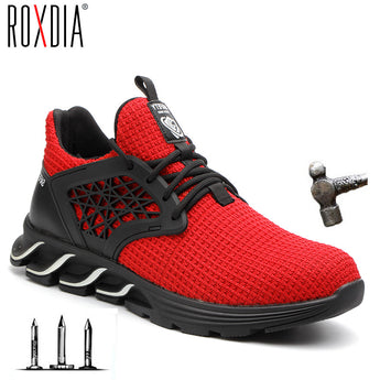 Marca ROXDIA, botas de seguridad para hombres, puntera de acero, zapatillas de trabajo, zapatos casuales para mujeres