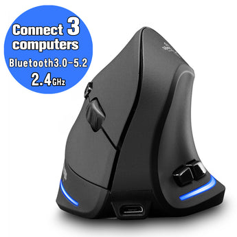 Ratón inalámbrico para juegos, ratón ergonómico RGB óptico Bluetooth, ratón con conexión USB para Windows Mac 2400