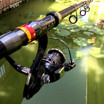 Mini caña de pescar telescópica corta, 1,8-3,6 m, combo de caña de pescar, conjunto combinado de carrete de pesca